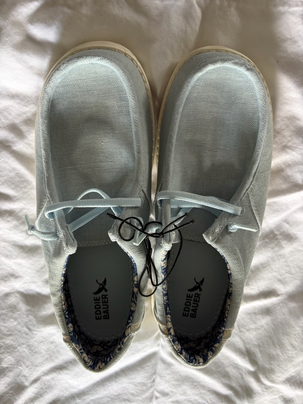 Eddie Bauer Light Blue Canvas Slip-On Moccasins